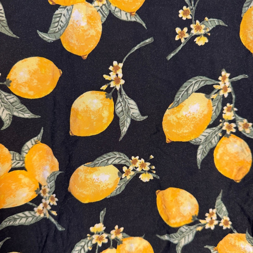 Vtg Y2K H&M Divided Lemon Citrus Crop Top Whimsical Black Yellow Sz 4 maximalist - Picture 11 of 11